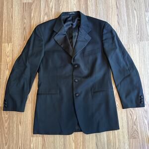 Vito Rufolo Made In Italy Suit Jacket Mens 40R Black Solid Wool Three Buttons